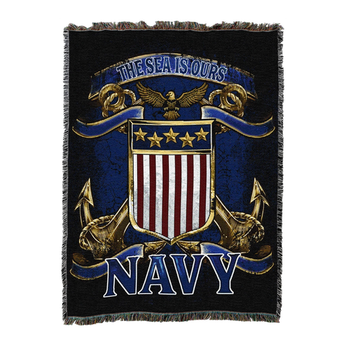 Navy Crest — The Sea Is Ours Blanket