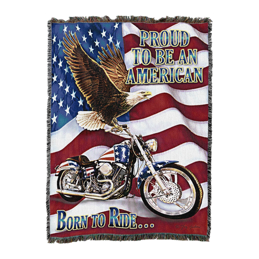 Proud to Be an American — Born to Ride Blanket